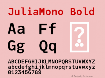 JuliaMono Bold Version 0.030; ttfautohint (v1.8) Font Sample