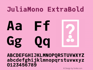 JuliaMono ExtraBold Version 0.030; ttfautohint (v1.8) Font Sample