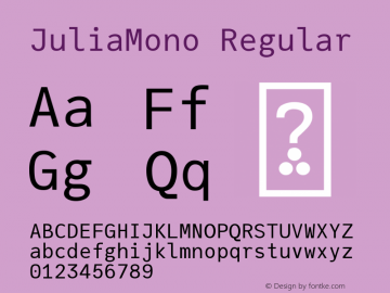 JuliaMono Regular Version 0.030; ttfautohint (v1.8) Font Sample