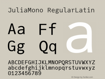 JuliaMono RegularLatin Version 0.030; ttfautohint (v1.8) Font Sample
