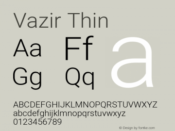 Vazir Thin Version 27.2.0 Font Sample
