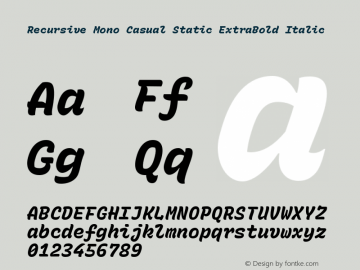 Recursive Mn Csl St XBd Italic Version 1.071;hotconv 1.0.112;makeotfexe 2.5.65598 Font Sample