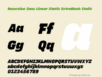 Recursive Sn Lnr St XBk Italic Version 1.071;hotconv 1.0.112;makeotfexe 2.5.65598图片样张