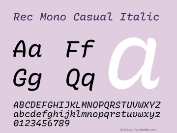 Rec Mono Casual Italic Version 1.071图片样张