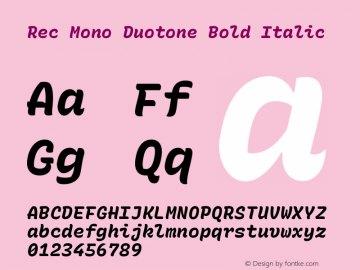 Rec Mono Duotone Bold Italic Version 1.071 Font Sample