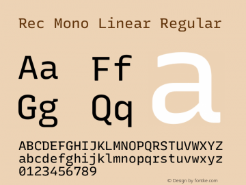 Rec Mono Linear Version 1.071 Font Sample
