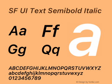 SF UI Text Semibold Italic 11.0d45e1--BETA Font Sample