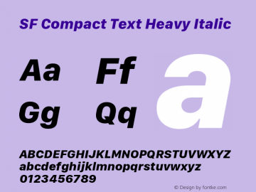 SF Compact Text Heavy Italic 11.0d1e1 Font Sample