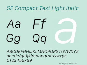 SF Compact Text Light Italic 11.0d1e1 Font Sample