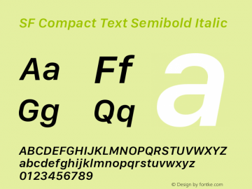SF Compact Text Semibold Italic 11.0d1e1 Font Sample