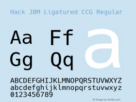 Hack JBM Ligatured CCG Regular Version 3.003;[3114f1256]-release; ttfautohint (v1.7) -l 6 -r 50 -G 200 -x 10 -H 181 -D latn -f latn -m 