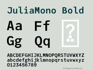 JuliaMono Bold Version 0.031; ttfautohint (v1.8) Font Sample