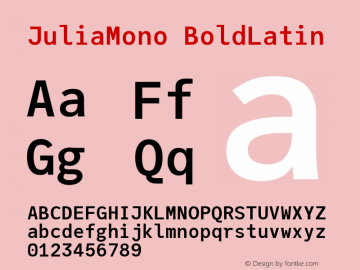 JuliaMono BoldLatin Version 0.031; ttfautohint (v1.8) Font Sample