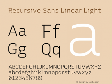 Recursive Sans Linear Light Version 1.072 Font Sample