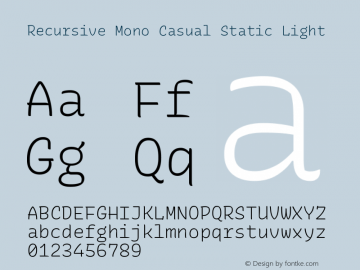 Recursive Mn Csl St Lt Version 1.072;hotconv 1.0.112;makeotfexe 2.5.65598; ttfautohint (v1.8.3) Font Sample