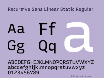 Recursive Sn Lnr St Version 1.072;hotconv 1.0.112;makeotfexe 2.5.65598; ttfautohint (v1.8.3) Font Sample