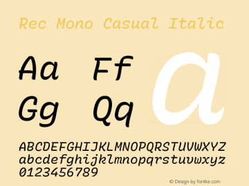 Rec Mono Casual Italic Version 1.072图片样张