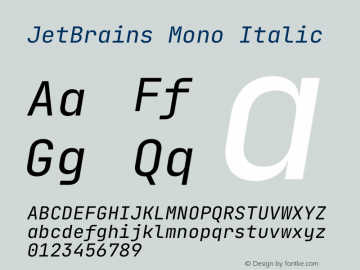 JetBrains Mono Italic Version 2.225图片样张