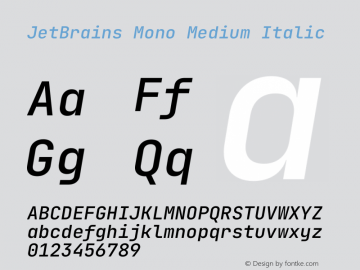 JetBrains Mono Medium Italic Version 2.225图片样张