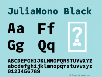 JuliaMono Black Version 0.032; ttfautohint (v1.8) Font Sample