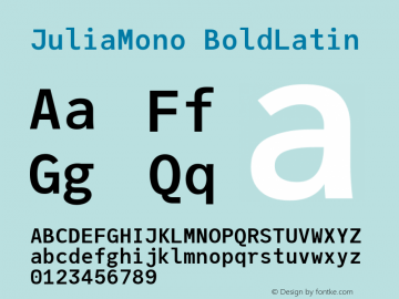 JuliaMono BoldLatin Version 0.032; ttfautohint (v1.8) Font Sample