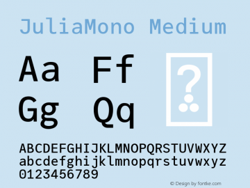 JuliaMono Medium Version 0.032; ttfautohint (v1.8) Font Sample