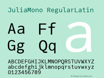 JuliaMono RegularLatin Version 0.032; ttfautohint (v1.8) Font Sample