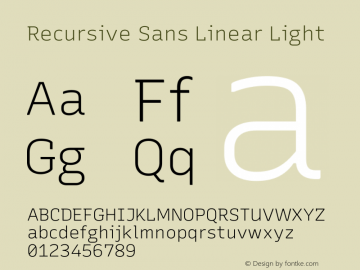 Recursive Sans Linear Light Version 1.073 Font Sample