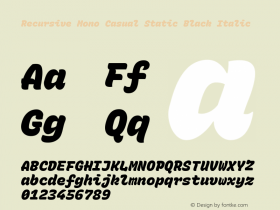 Recursive Mn Csl St Blk Italic Version 1.073;hotconv 1.0.112;makeotfexe 2.5.65598; ttfautohint (v1.8.3)图片样张