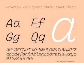 Recursive Mn Csl St Lt Italic Version 1.073;hotconv 1.0.112;makeotfexe 2.5.65598; ttfautohint (v1.8.3)图片样张