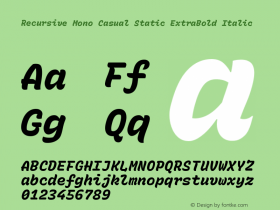 Recursive Mn Csl St XBd Italic Version 1.073;hotconv 1.0.112;makeotfexe 2.5.65598; ttfautohint (v1.8.3)图片样张