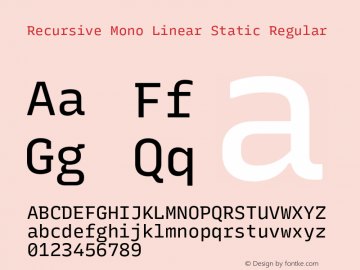 Recursive Mn Lnr St Version 1.073;hotconv 1.0.112;makeotfexe 2.5.65598 Font Sample