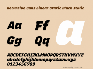 Recursive Sn Lnr St Blk Italic Version 1.073;hotconv 1.0.112;makeotfexe 2.5.65598; ttfautohint (v1.8.3)图片样张