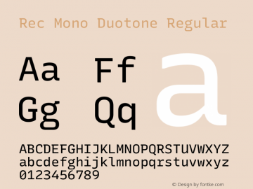 Rec Mono Duotone Version 1.073 Font Sample