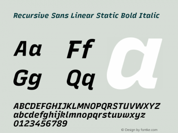 Recursive Sn Lnr St Bold Italic Version 1.074;hotconv 1.0.112;makeotfexe 2.5.65598图片样张