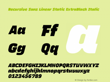 Recursive Sn Lnr St XBk Italic Version 1.074;hotconv 1.0.112;makeotfexe 2.5.65598图片样张