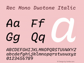 Rec Mono Duotone Italic Version 1.074图片样张