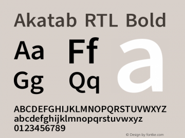 Akatab RTL Bold Version 2.000 Font Sample