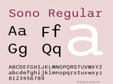 Sono Regular Version 1.000 Font Sample