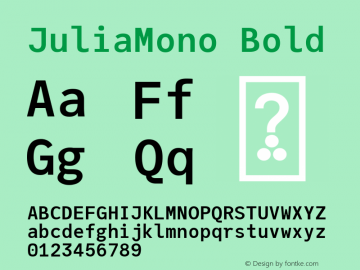 JuliaMono Bold Version 0.033; ttfautohint (v1.8) Font Sample