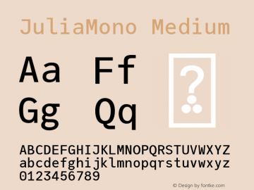 JuliaMono Medium Version 0.033; ttfautohint (v1.8) Font Sample