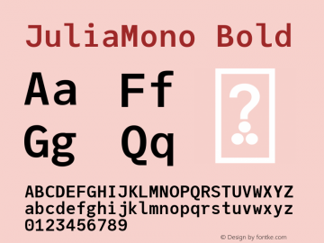 JuliaMono Bold Version 0.034; ttfautohint (v1.8) Font Sample