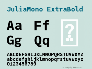 JuliaMono ExtraBold Version 0.034; ttfautohint (v1.8) Font Sample