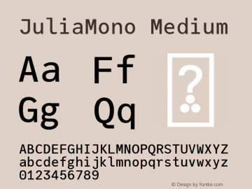 JuliaMono Medium Version 0.034; ttfautohint (v1.8) Font Sample