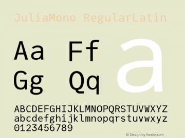 JuliaMono RegularLatin Version 0.034; ttfautohint (v1.8) Font Sample