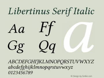 Libertinus Serif Italic Version 7.040;RELEASE Font Sample