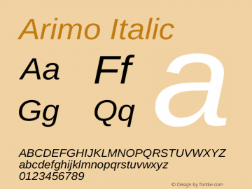 Arimo Italic Version 1.33 Font Sample