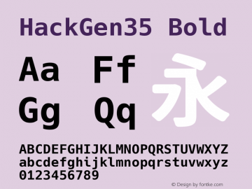 HackGen35 Bold Version 2.3.0 ; ttfautohint (v1.8.1) -l 6 -r 45 -G 200 -x 14 -D latn -f none -m 