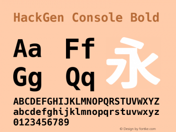 HackGen Console Bold Version 2.3.0 ; ttfautohint (v1.8.1) -l 6 -r 45 -G 200 -x 14 -D latn -f none -m 