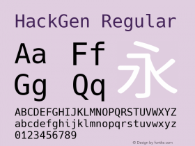 HackGen Regular Version 2.3.0 ; ttfautohint (v1.8.1) -l 6 -r 45 -G 200 -x 14 -D latn -f none -m 
